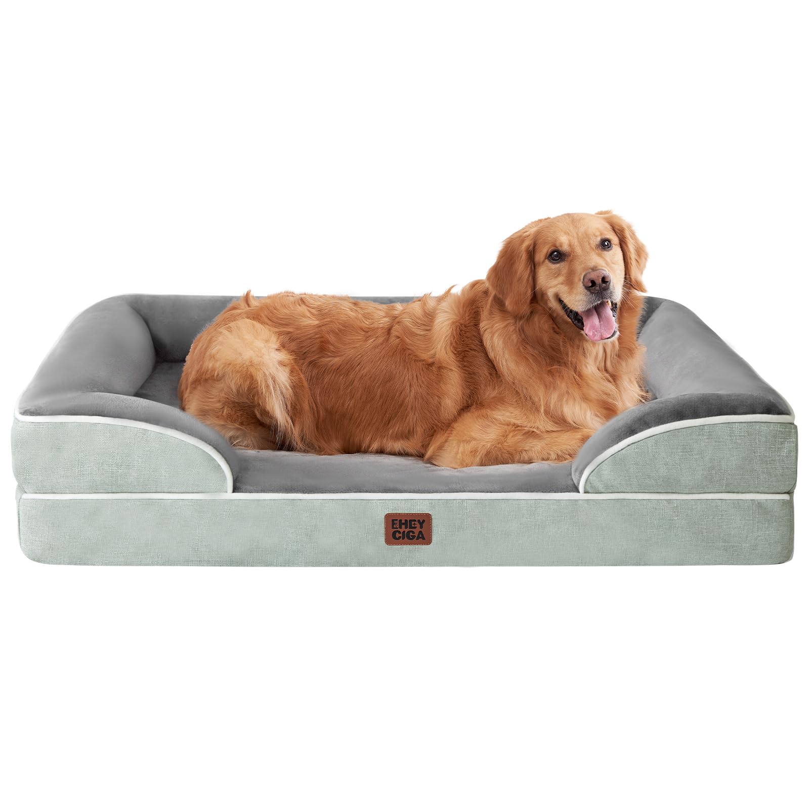 EHEYCIGA Orthopedic Dog Beds Large Sized Dog, Waterproof Memory Foam Pet Bed with Sides, Non-Slip Bottom Large Pet Bed with Washable Removable Cover, Grey