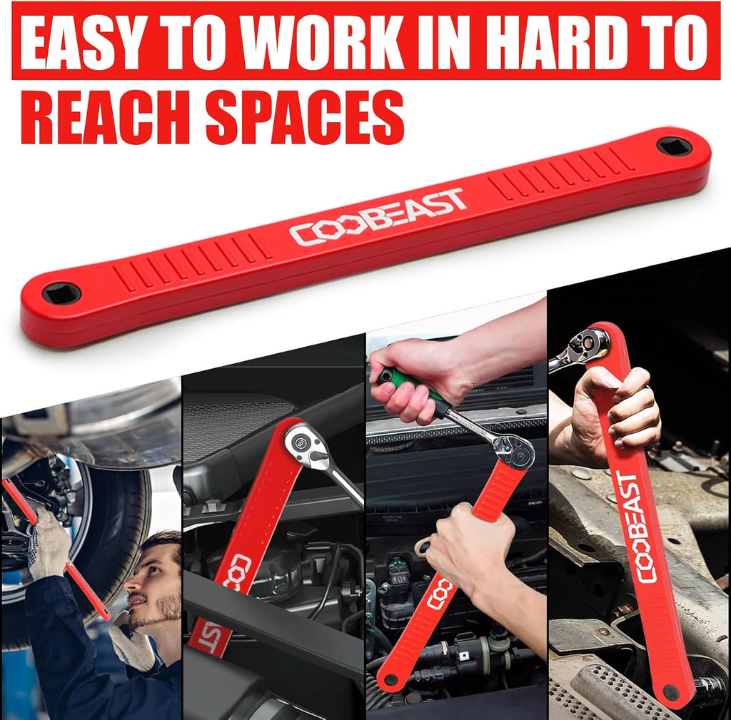 3/8" Offset Extension Wrench Impact Ready Socket Wrench Extender Tool（Red）