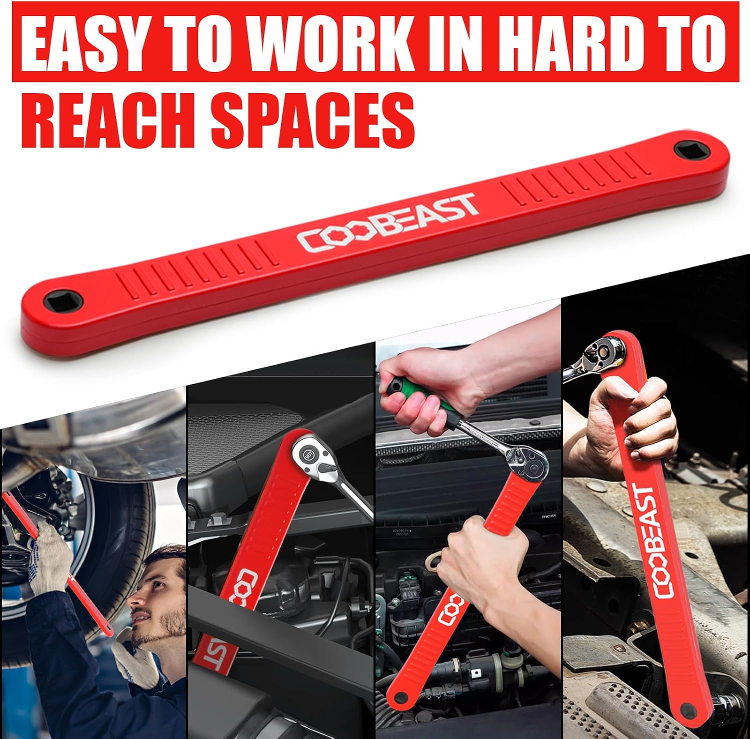 3/8" Offset Extension Wrench Impact Ready Socket Wrench Extender Tool（Red）