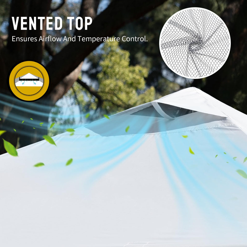 CROWN SHADES 8x8 Pop Up Canopy Tent with One Push Setup, Grid White