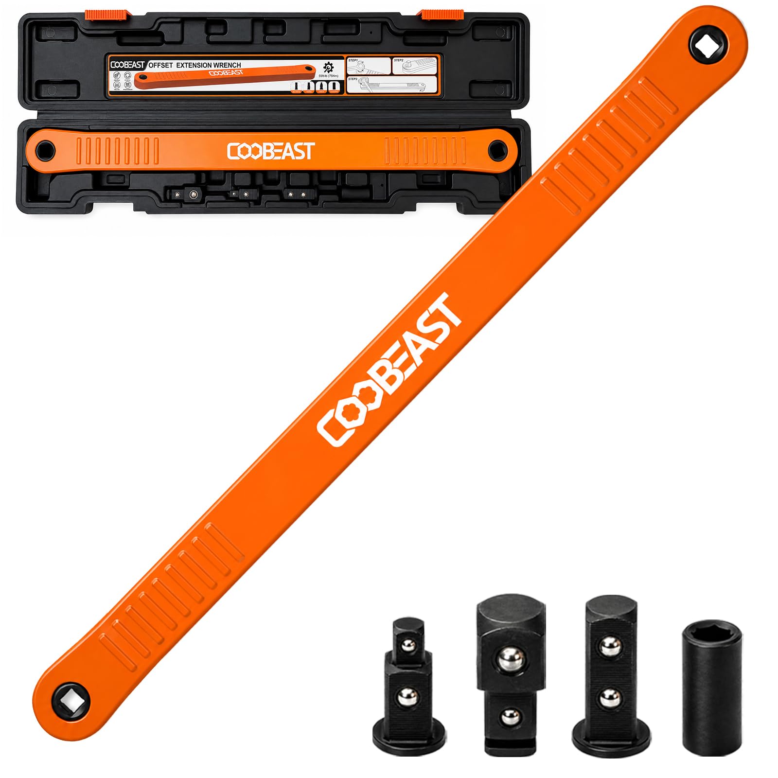 3/8" Offset Extension Wrench Impact Ready Socket Wrench Extender Tool（Red）