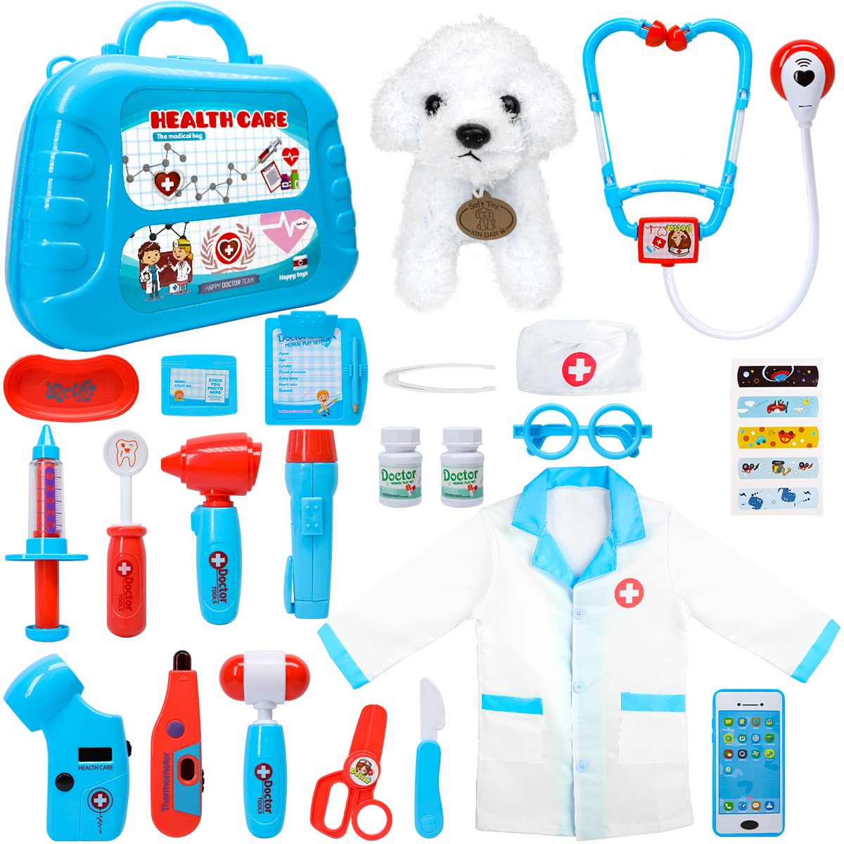 Meland Doctor Kit with Puppy for Kids, Pretend Play Toy Gift for Ages 3–6