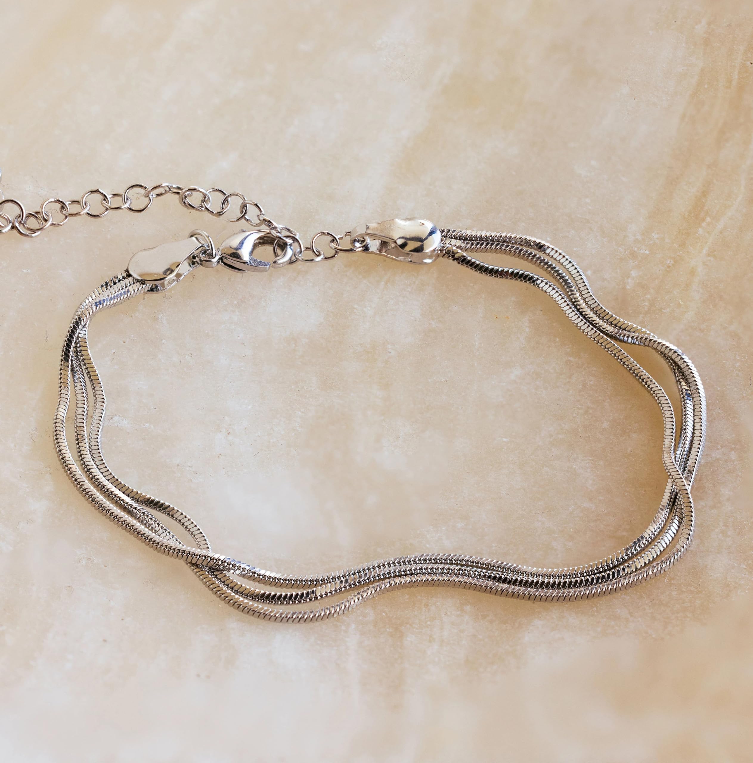 Gold Bracelets for Women, 14K Gold Plated Stackable Bracelet Stack Set Adjustable Charm Paperclip Chain Snake Link Layered Waterproof Jewelry Sets Gifts