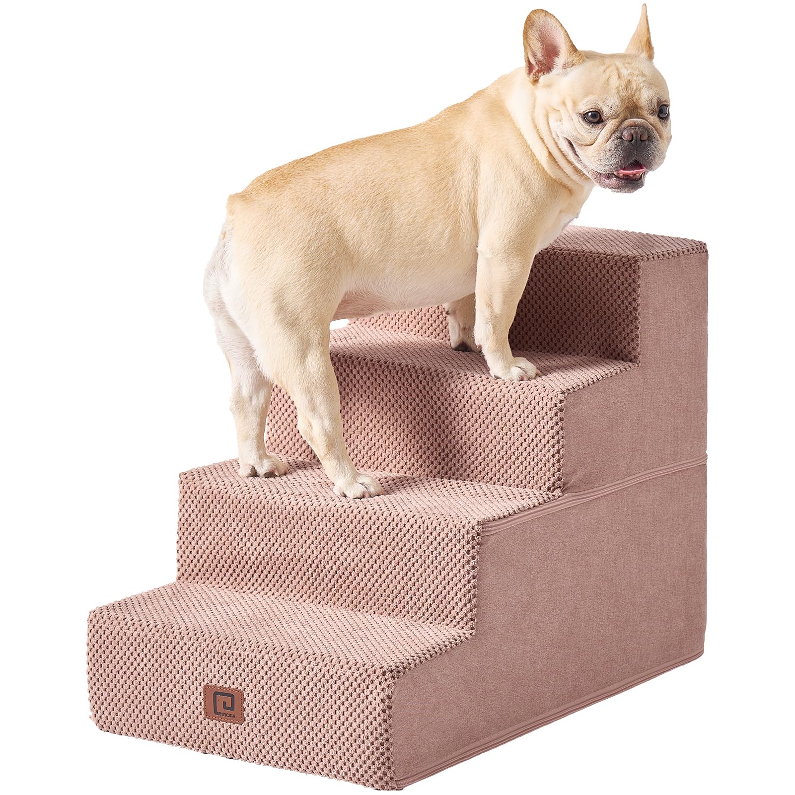 EHEYCIGA Dog Stairs for Bed 18" H, 4-Step Dog Steps for High Bed, Grey