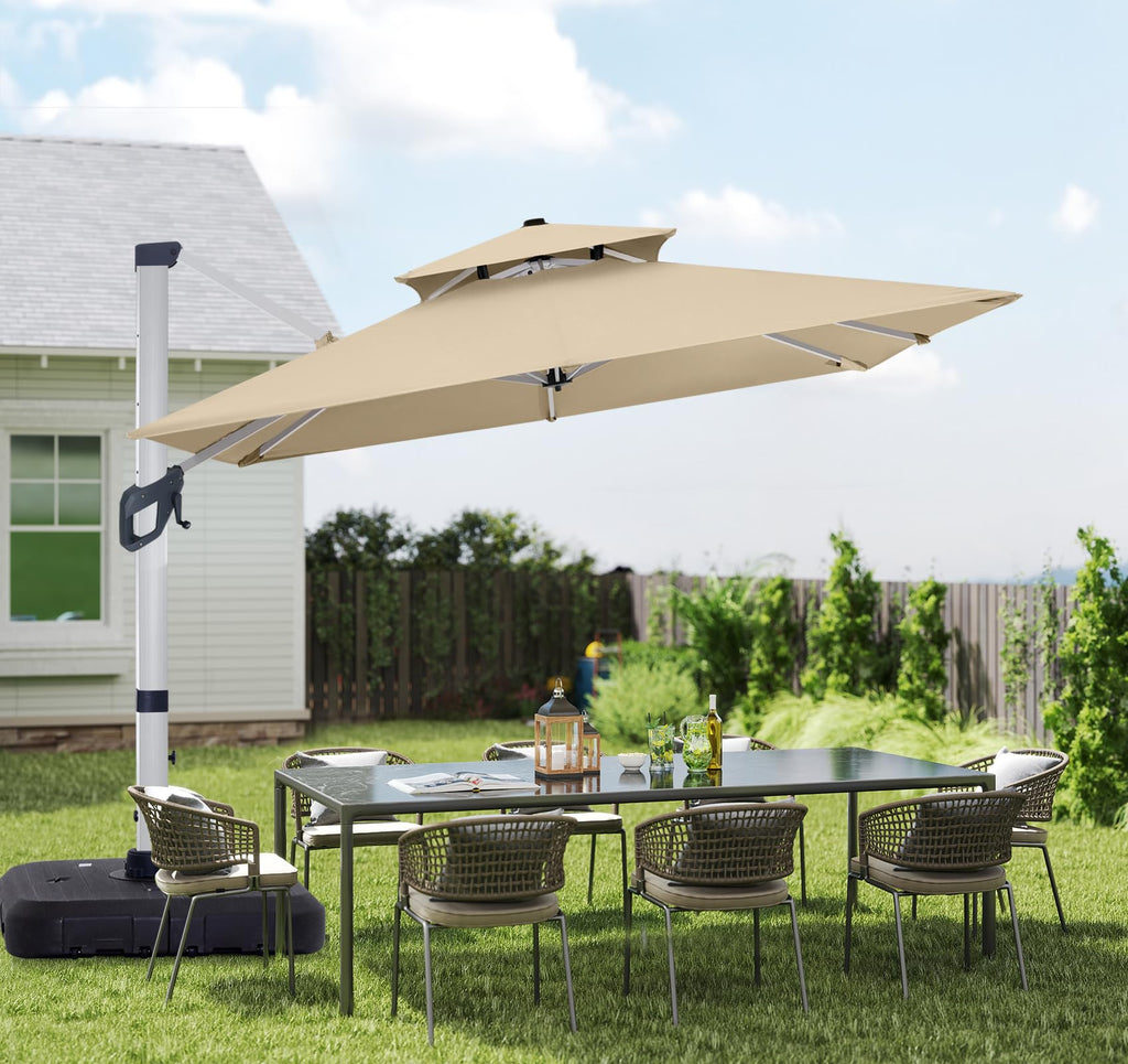 ABCCANOPY Patio Umbrella Cantilever Double Top Outdoor Offset Umbrella with 360° Rotation