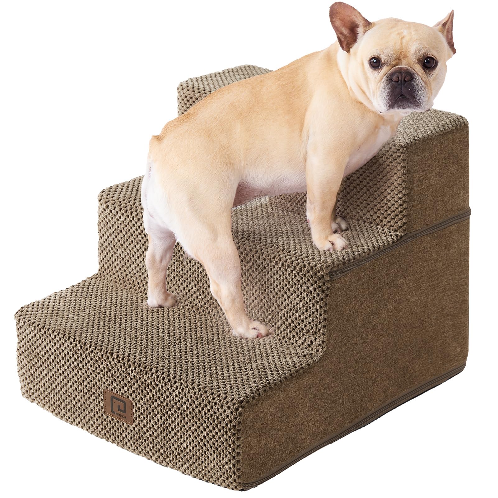 EHEYCIGA Dog Stairs for Bed 18" H, 4-Step Dog Steps for High Bed, Grey