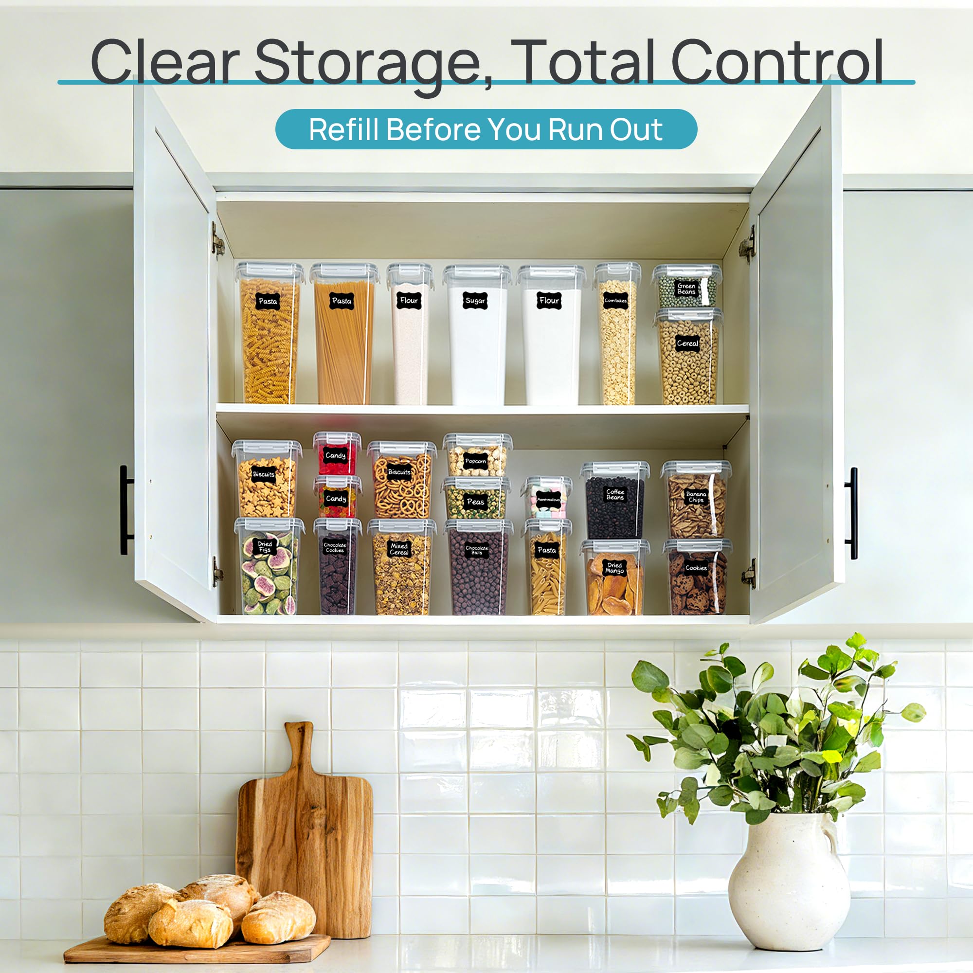 Vtopmart Airtight Food Storage Containers with Lids, 24 pcs, Black