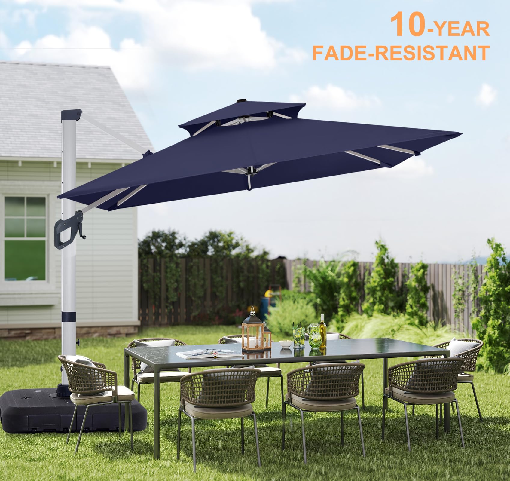 ABCCANOPY Patio Umbrella Cantilever Double Top Outdoor Offset Umbrella with 360° Rotation