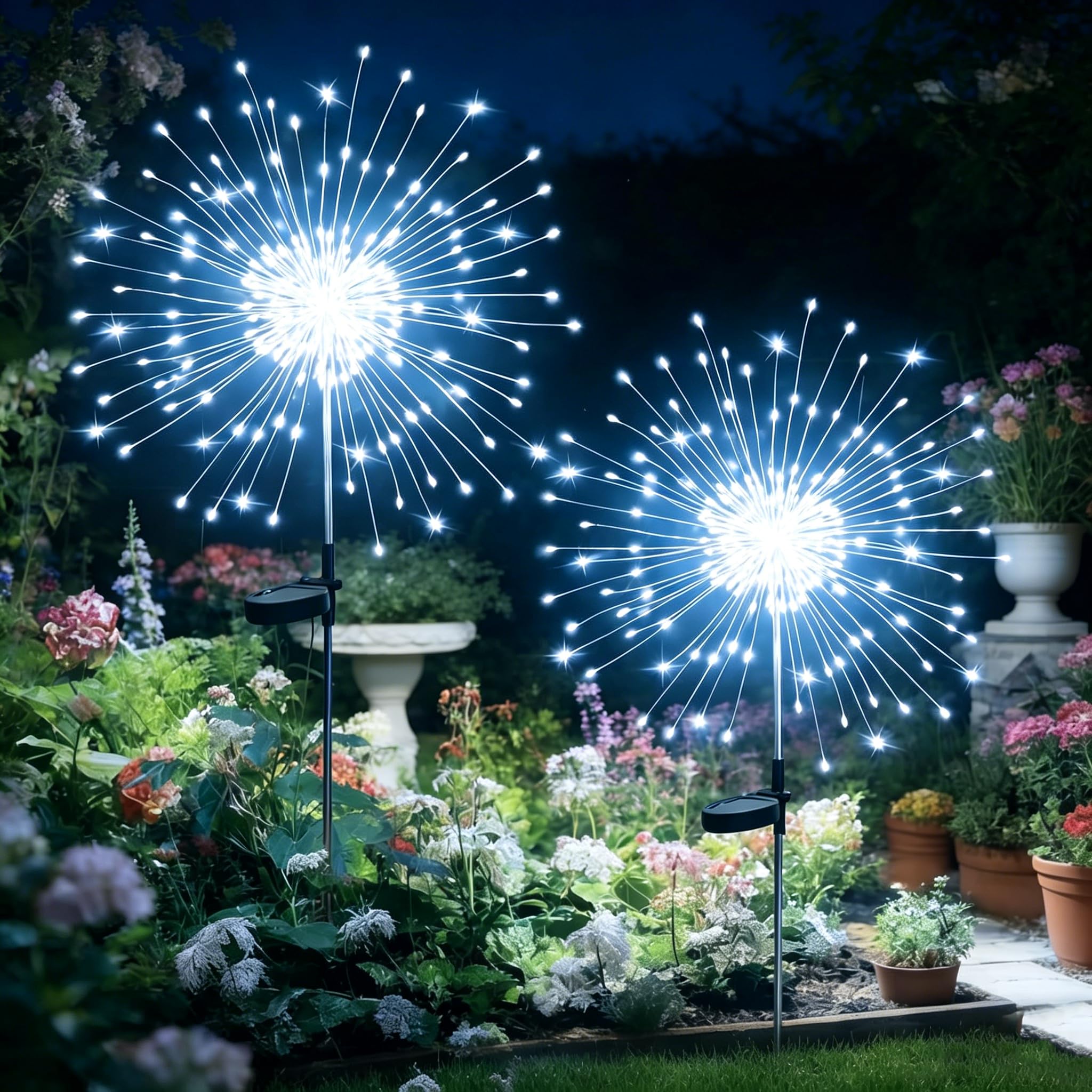 HPUFKOT Solar Garden Lights Outdoor,Waterproof Garden, 2PC 200 LED Twinkling Firework Lights Decorative with 8 Modes,Decor for Yard Patio Pathway Lawn for Yard Outside Fairy Decorative