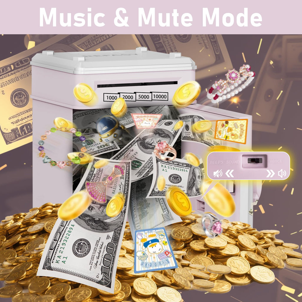 Refasy Piggy Bank Cash Coin Can ATM Bank Electronic Coin Money Bank for Kids Age 3-12, Money Savings Box Mini ATM Coin Bank Toys Gifts for 3 4 5 6 7 8 9 10 11 12 Year Old Boys Girls