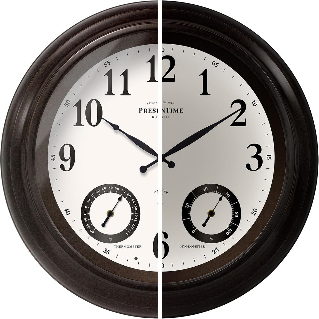 Presentime 24 inch Large Illuminated Waterproof Outdoor Clock