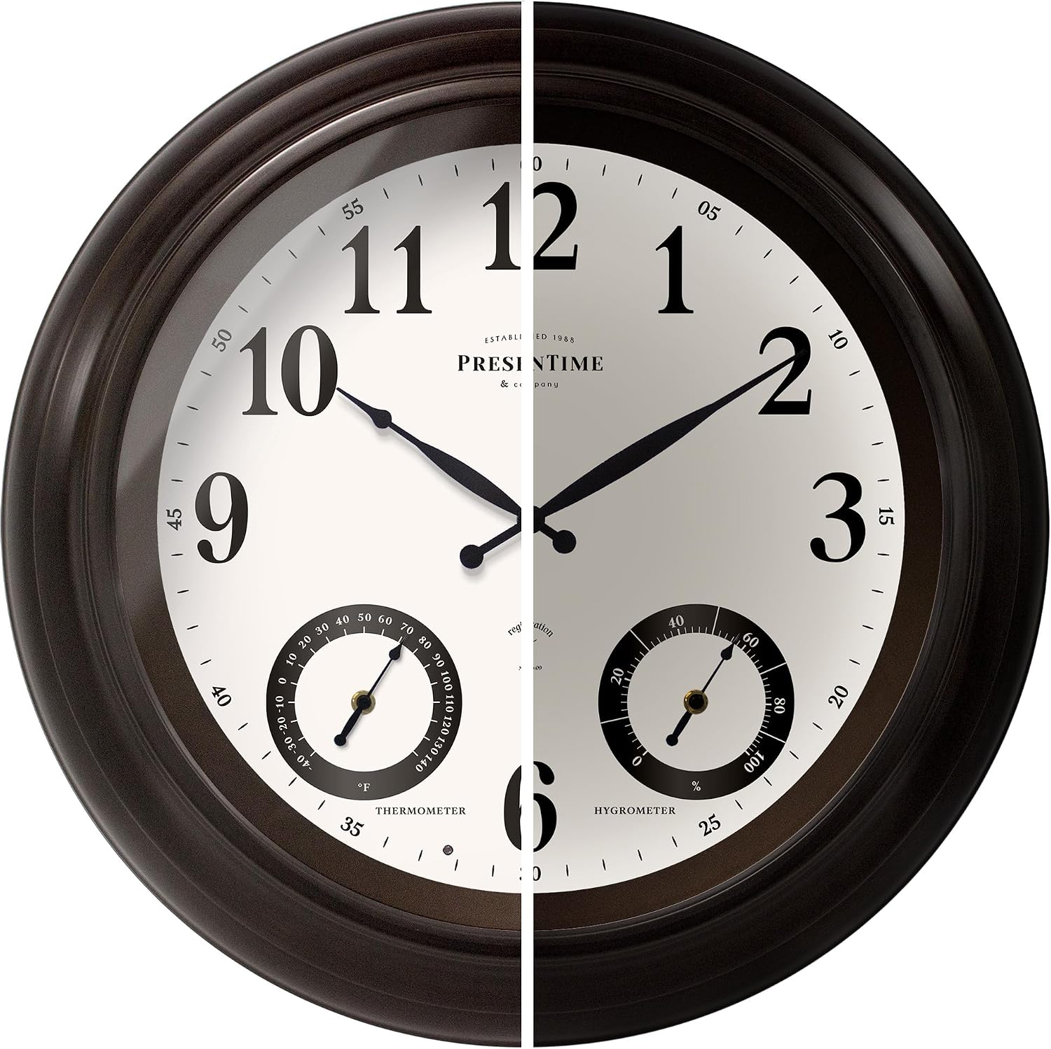 Presentime 24 inch Large Illuminated Waterproof Outdoor Clock
