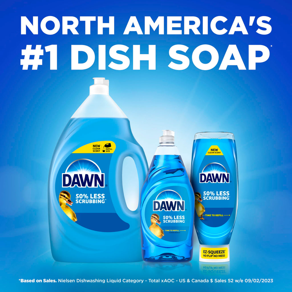 Dawn Ultra Dish Soap Refill Jug Large Size Original Blue Liquid Dishwashing Detergent, Powerful Dish Soap for Grease, 51.5oz (Pack of 2)
