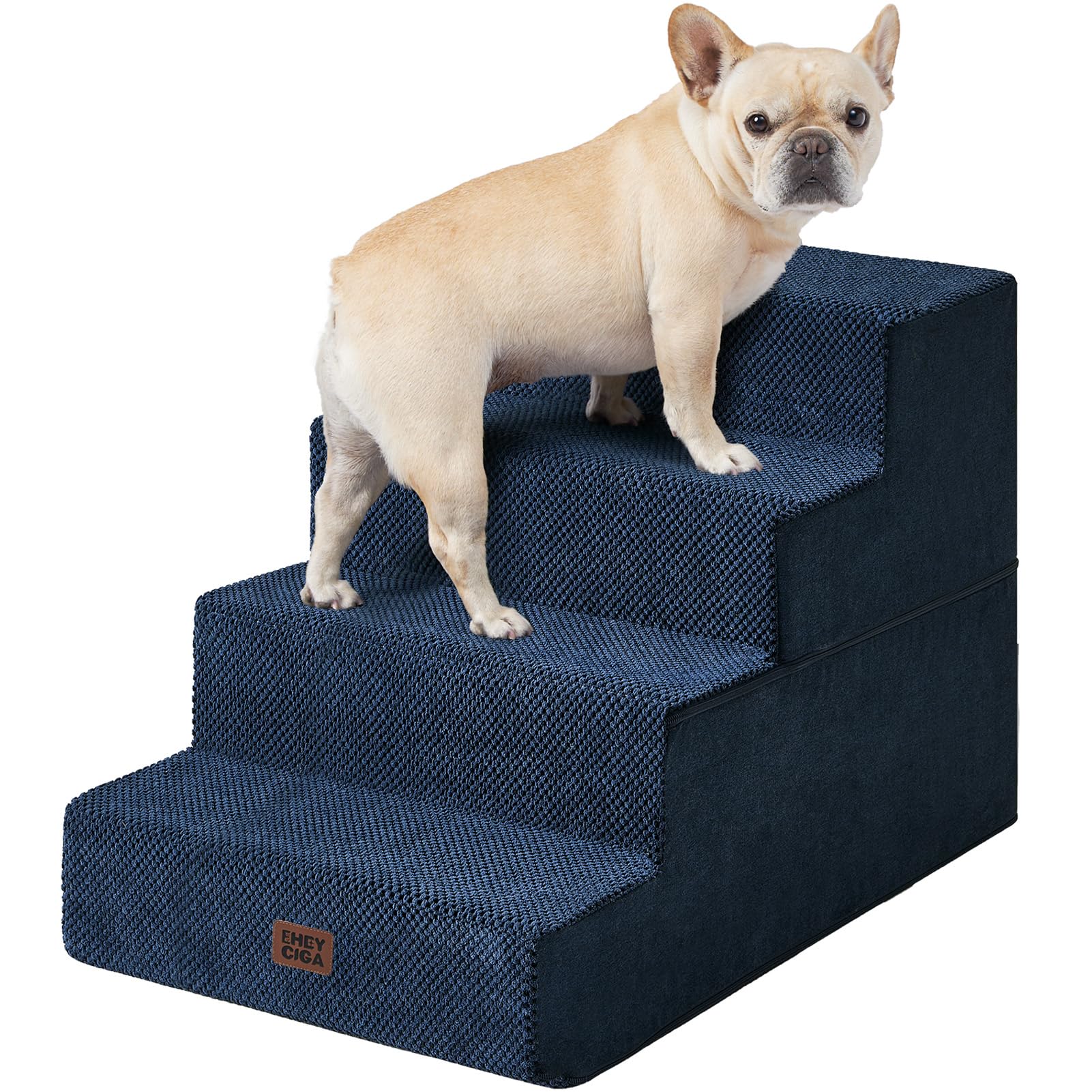 EHEYCIGA Dog Stairs for Bed 18" H, 4-Step Dog Steps for High Bed, Grey
