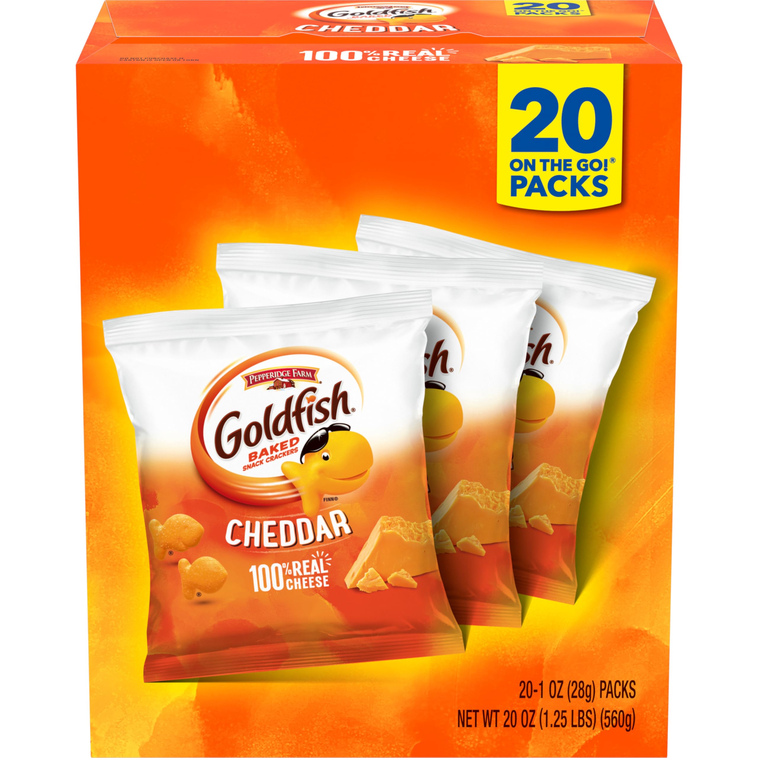 Goldfish Crackers Big Smiles Variety Pack with Cheddar, Colors, and Pretzels, Snack Packs, 30 Ct