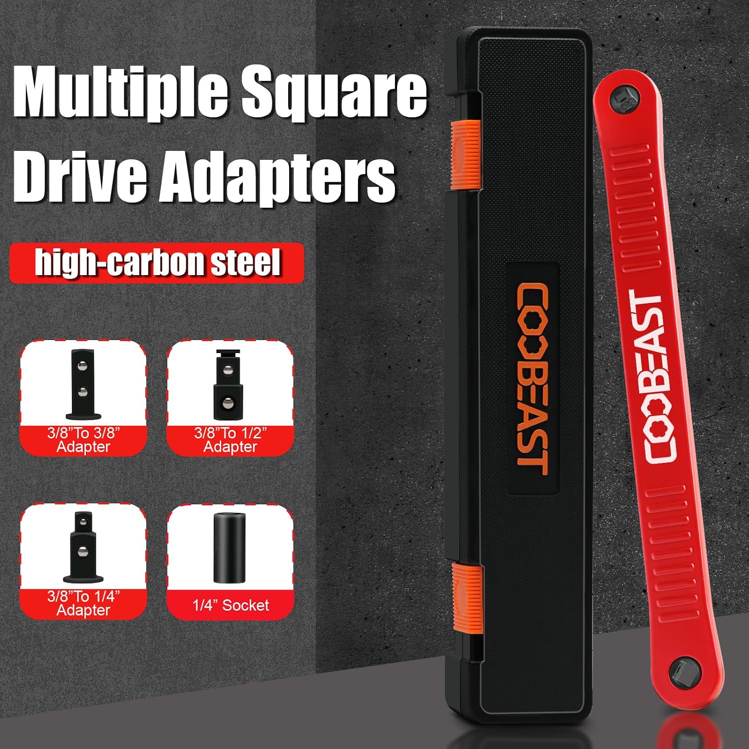 3/8" Offset Extension Wrench Impact Ready Socket Wrench Extender Tool（Red）