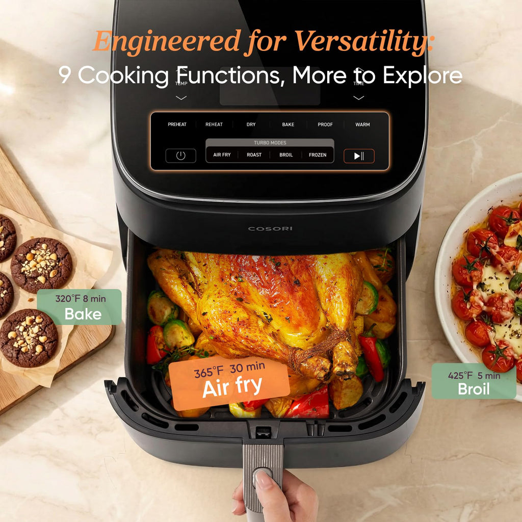 Cosori TurboBlaze Smart Air Fryer 6 Qt, Shake Reminders, 9-in-1, Cream
