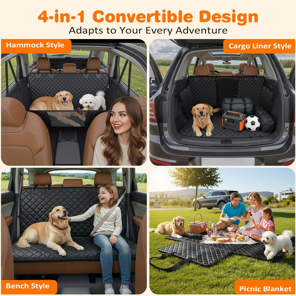 URPOWER Dog Car Seat Cover for Back Seat, Waterproof Hammock for Car & SUV
