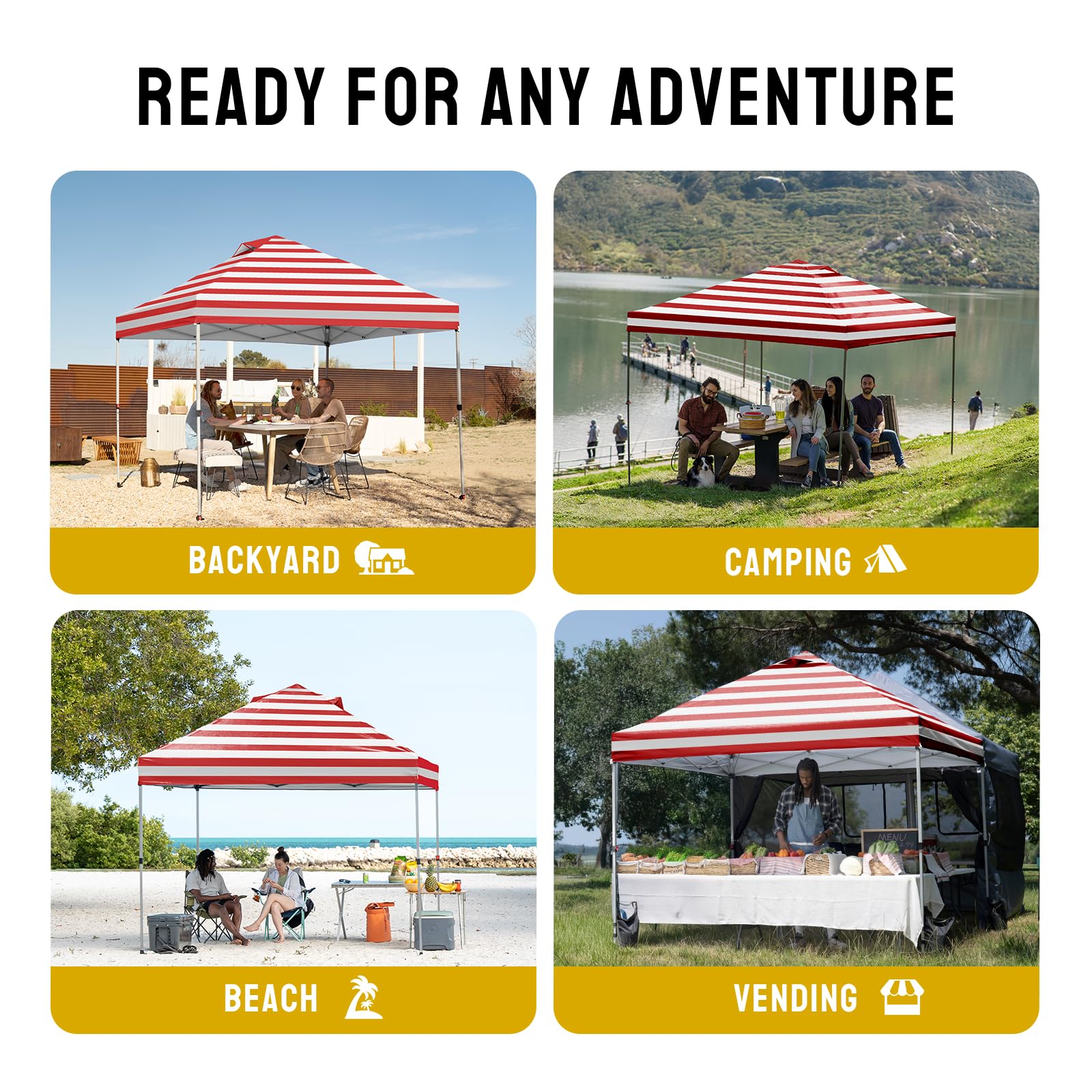 CROWN SHADES 8x8 Pop Up Canopy Tent with One Push Setup, Grid White