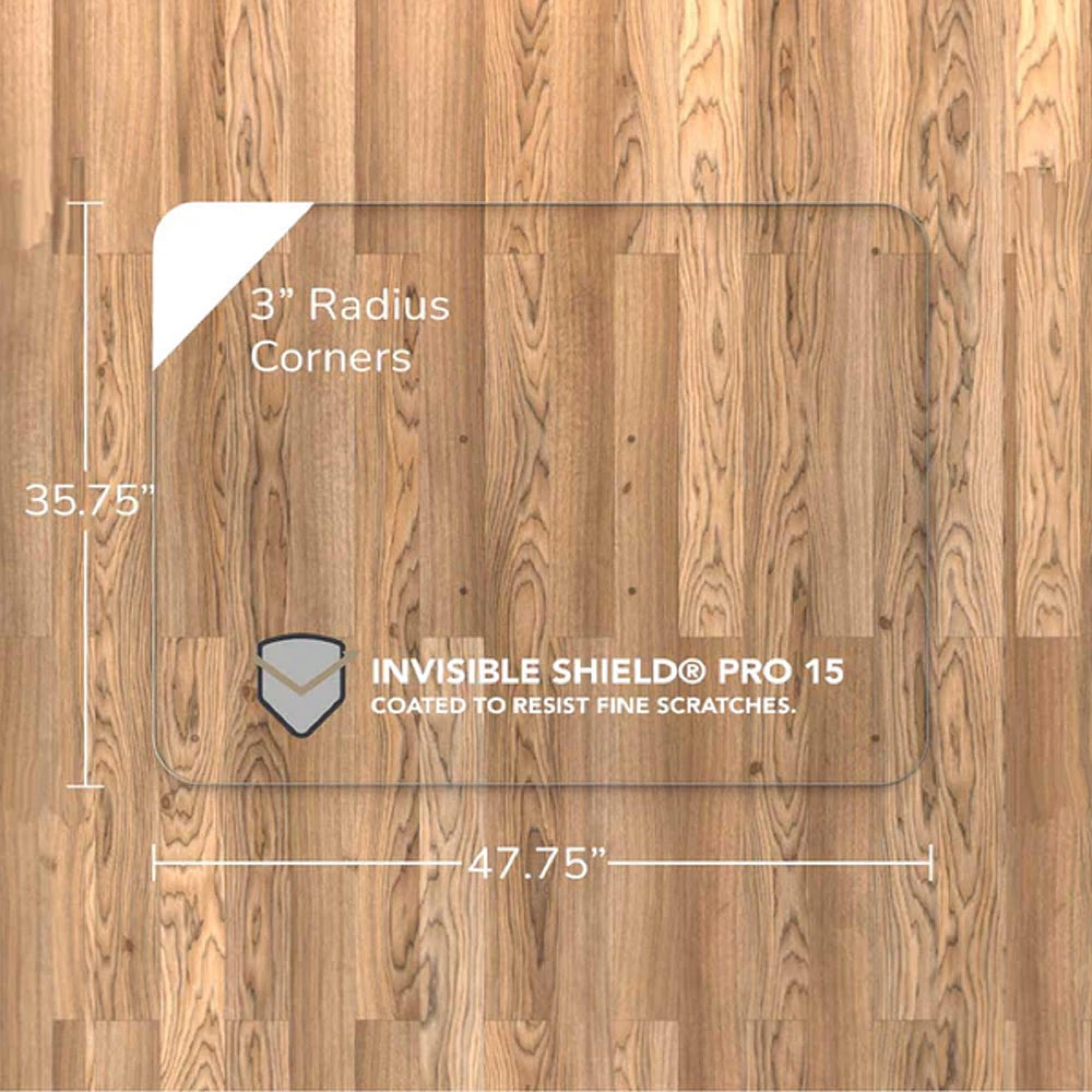 Vitrazza Glass Chair Mat 46” x 60” Superior ¼ Thick, Chiaro Standard Clear, Certified Tempered Safety Glass, Delivers a Smooth Glide, Protects Carpet or Wood, Beautiful in Home or Office.