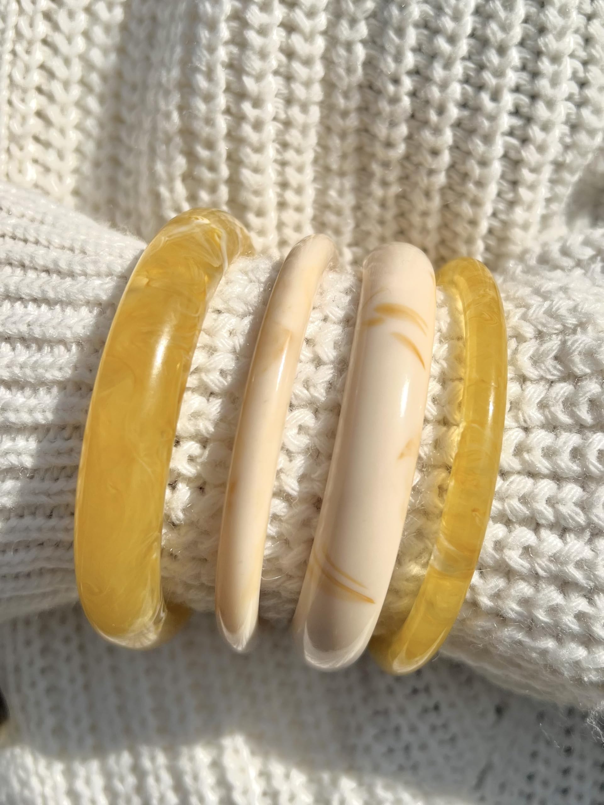 ÌF ME Acrylic Bangles Bracelets for Women, Irregular Acrylic Resin Chunky Bracelets Geometric Fashions Thick Statement bangle Set
