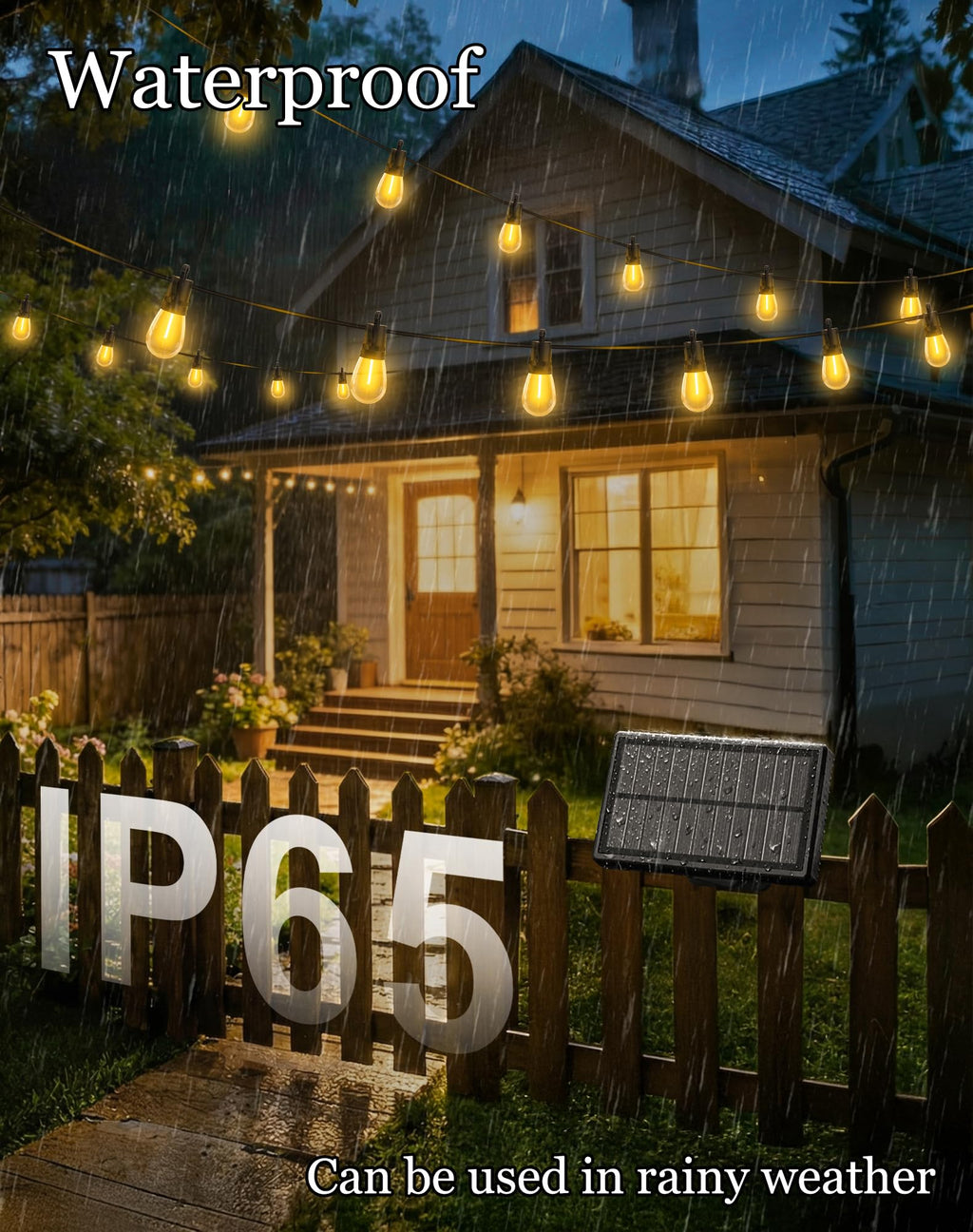 50ft Solar Powered Lights Outdoor - Waterproof String Light Outside Patio