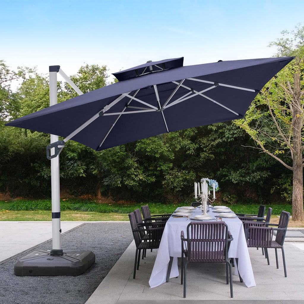 ABCCANOPY Patio Umbrella Cantilever Double Top Outdoor Offset Umbrella with 360° Rotation