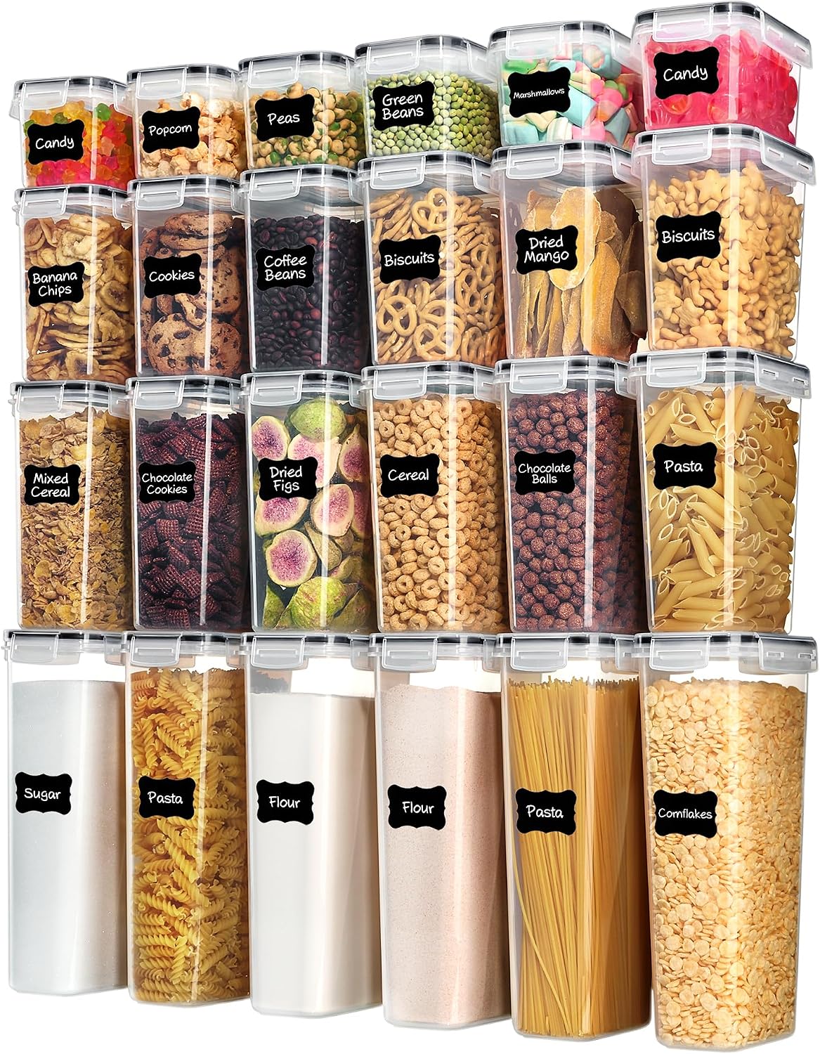 Vtopmart Airtight Food Storage Containers with Lids, 24 pcs, Black