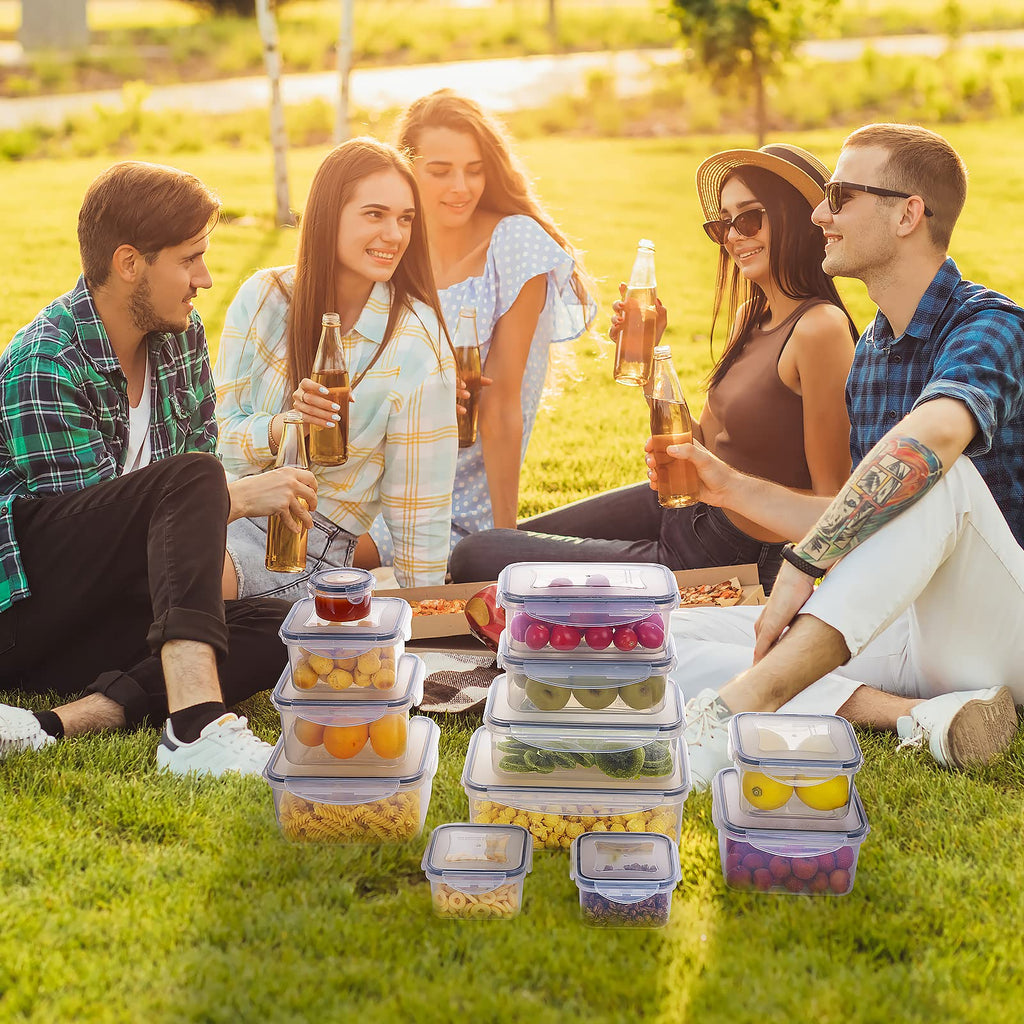 JSCARES 40 PCS Food Storage Containers with Lids Airtight (20 Lids &20 Containers) - Leakproof Meal-Prep Containers for Kitchen Storage Reusable Plastic Microwave/Dishwasher Safe with Labels & Pen