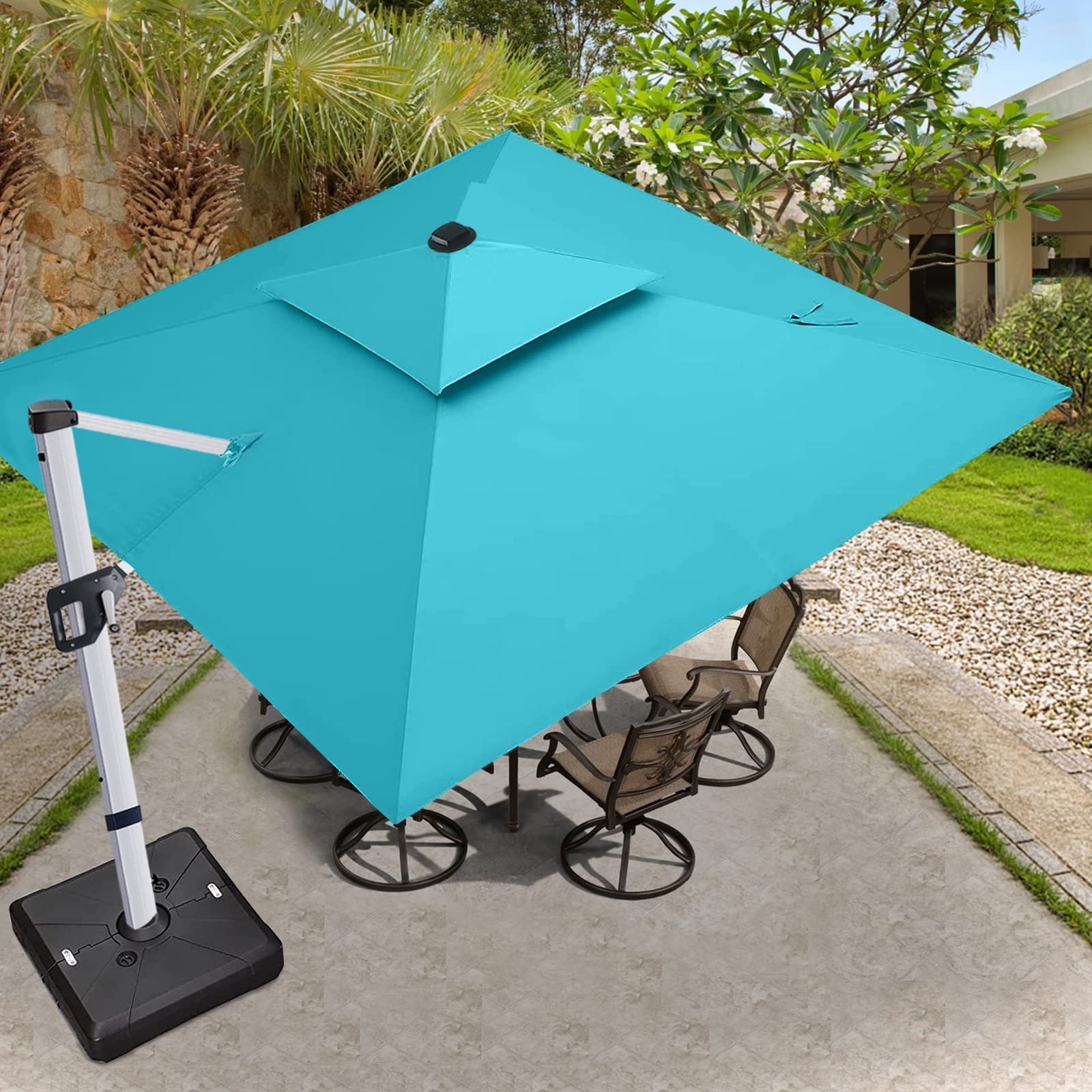 ABCCANOPY Patio Umbrella Cantilever Double Top Outdoor Offset Umbrella with 360° Rotation