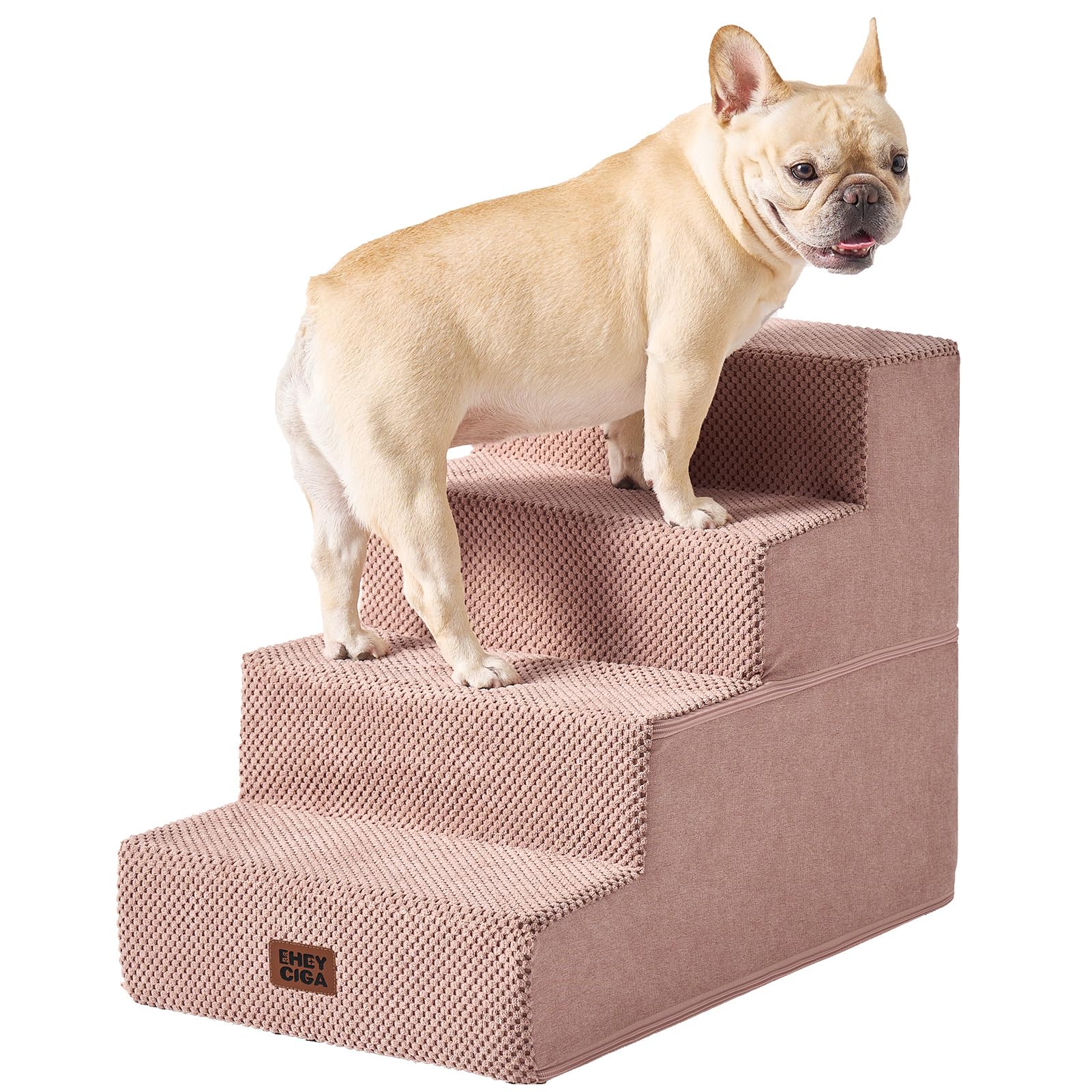 EHEYCIGA Dog Stairs for Bed 18" H, 4-Step Dog Steps for High Bed, Grey