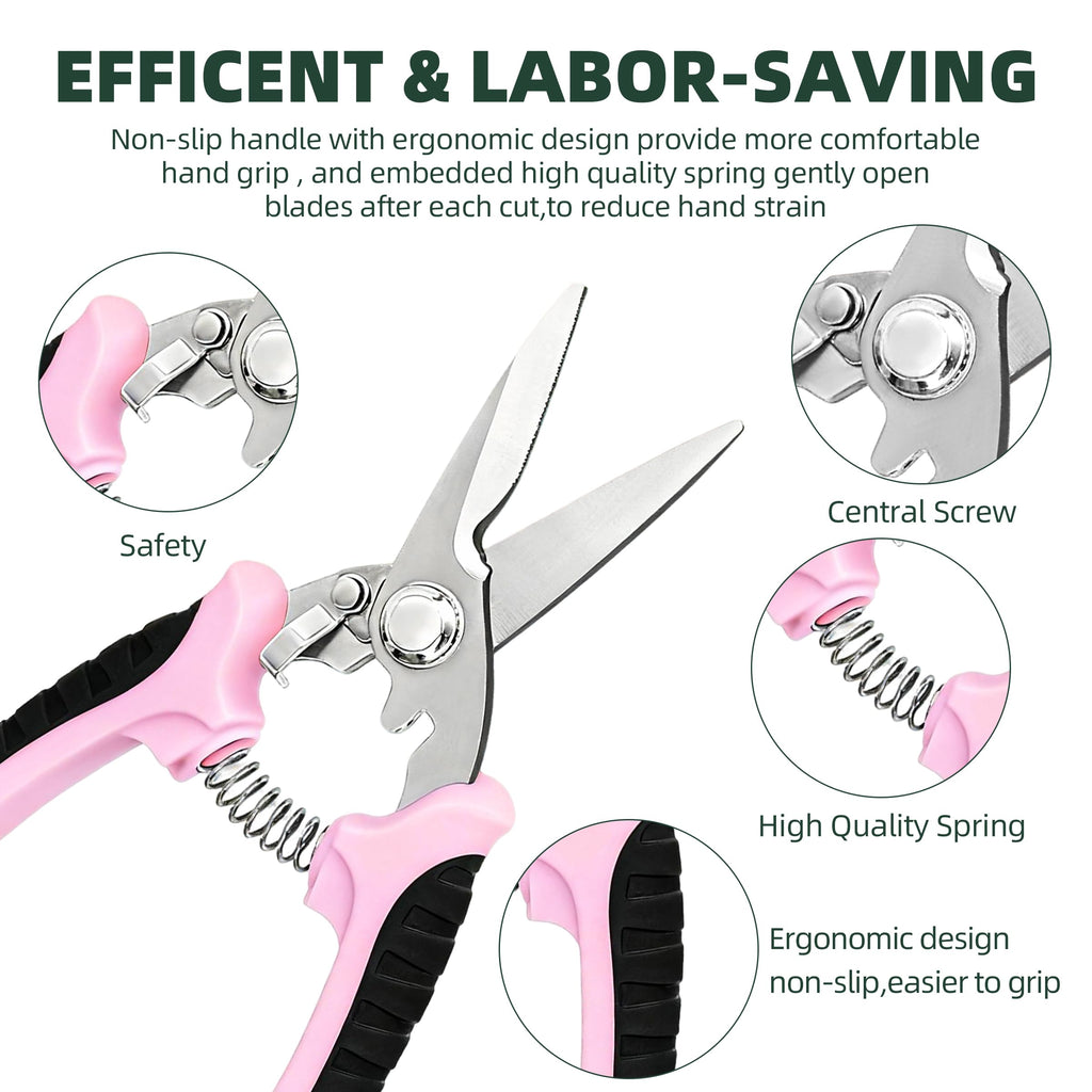 EWPJDK 3 Pack Garden Pruning Shears Scissors Clippers Stainless Steel