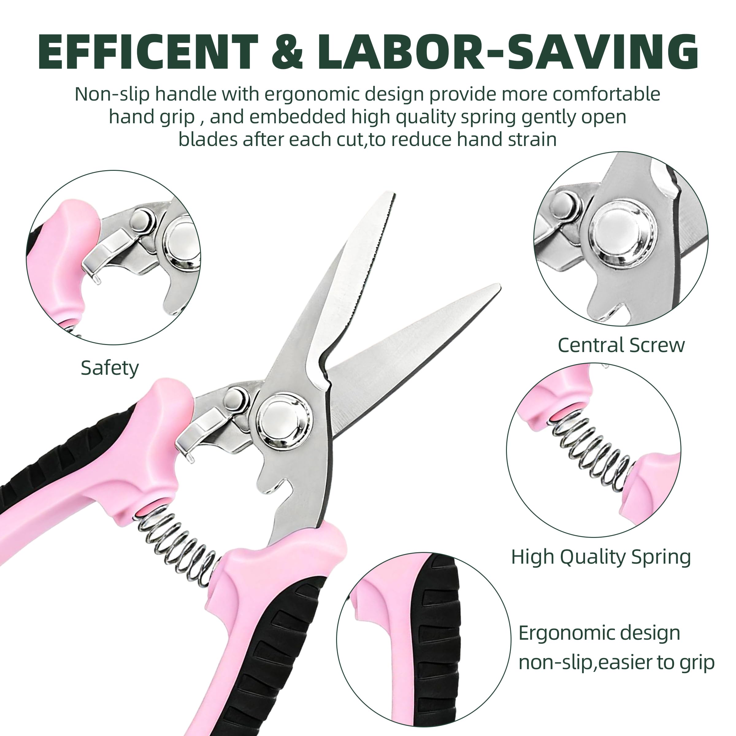 EWPJDK 3 Pack Garden Pruning Shears Scissors Clippers Stainless Steel