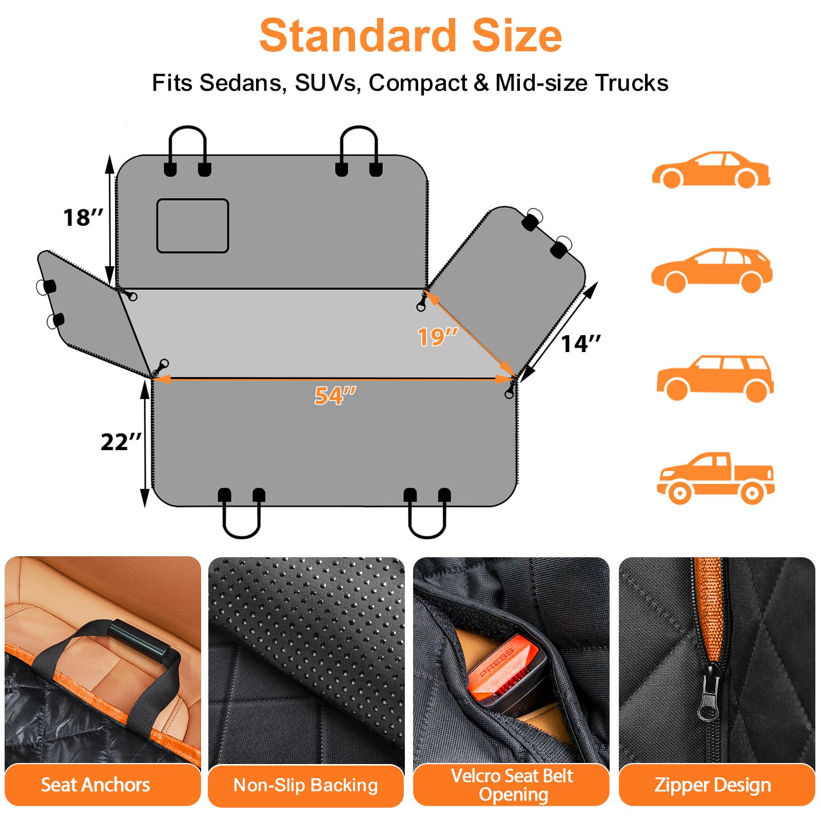 URPOWER Dog Car Seat Cover for Back Seat, Waterproof Hammock for Car & SUV