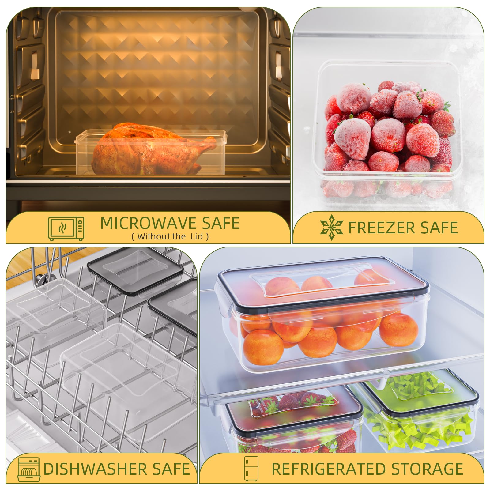 JSCARES 40 PCS Food Storage Containers with Lids Airtight (20 Lids &20 Containers) - Leakproof Meal-Prep Containers for Kitchen Storage Reusable Plastic Microwave/Dishwasher Safe with Labels & Pen