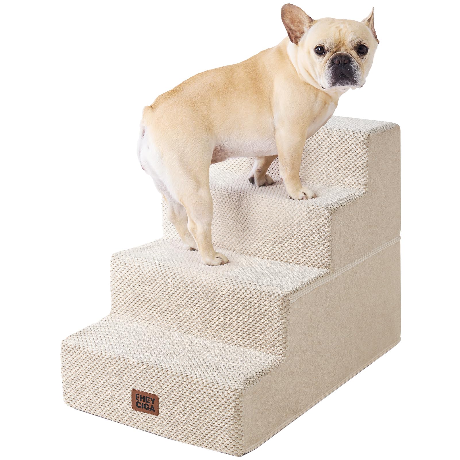 EHEYCIGA Dog Stairs for Bed 18" H, 4-Step Dog Steps for High Bed, Grey