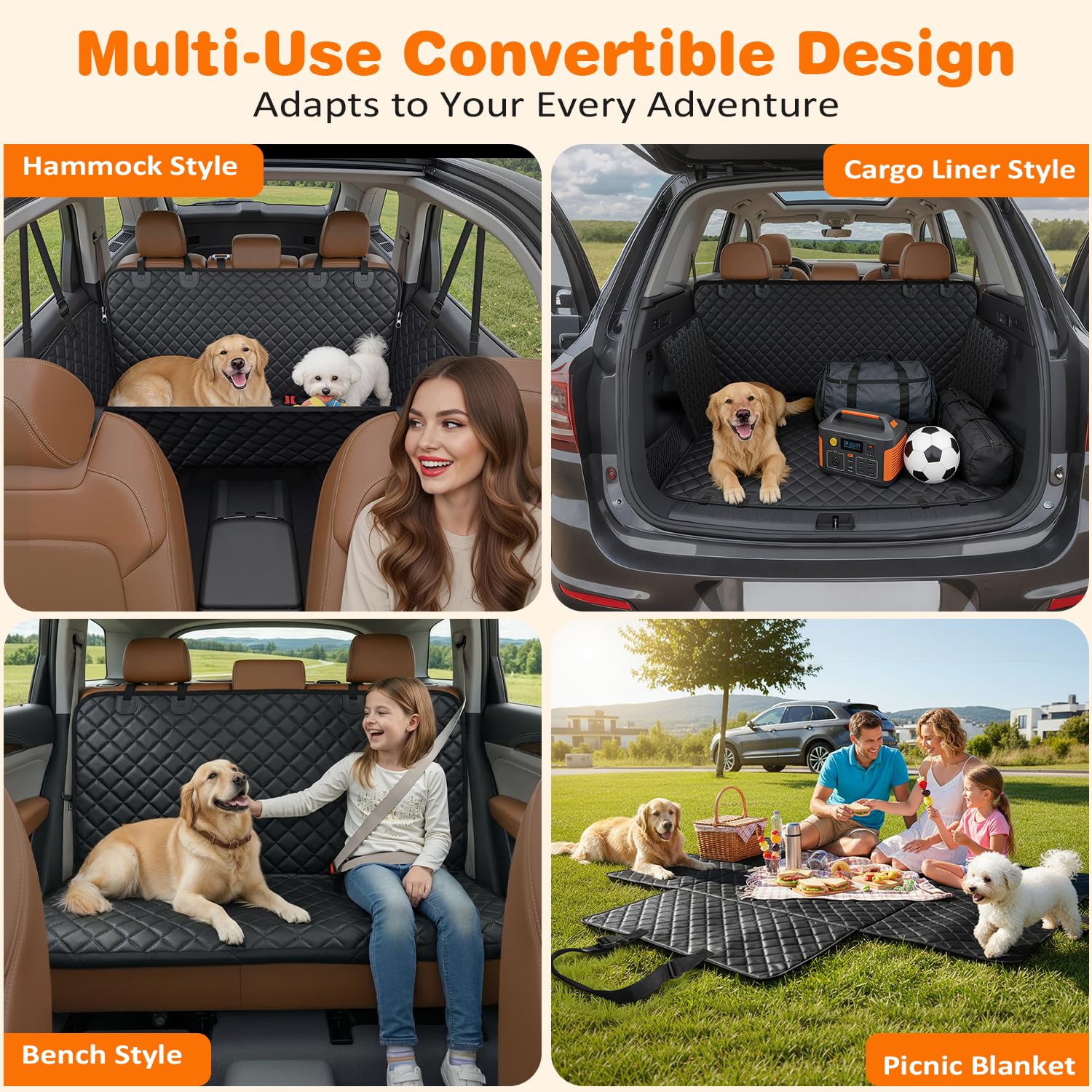 URPOWER Dog Car Seat Cover for Back Seat, Waterproof Hammock for Car & SUV