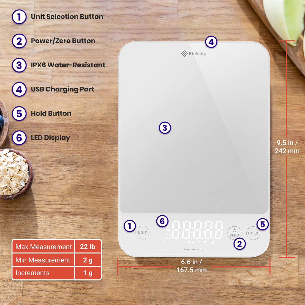 Etekcity Food Kitchen Scale, Digital Grams and Ounces, 11lb