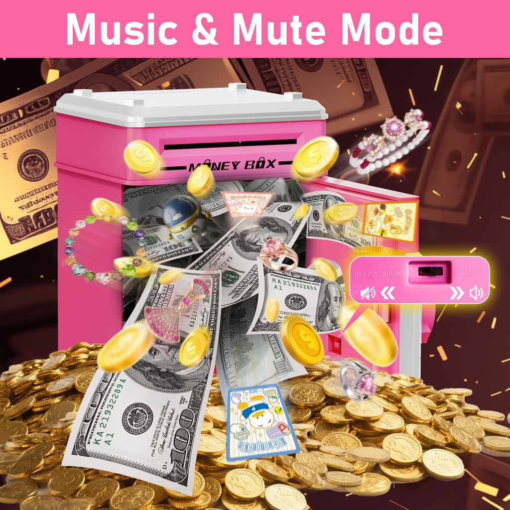 Refasy Piggy Bank Cash Coin Can ATM Bank Electronic Coin Money Bank for Kids Age 3-12, Money Savings Box Mini ATM Coin Bank Toys Gifts for 3 4 5 6 7 8 9 10 11 12 Year Old Boys Girls