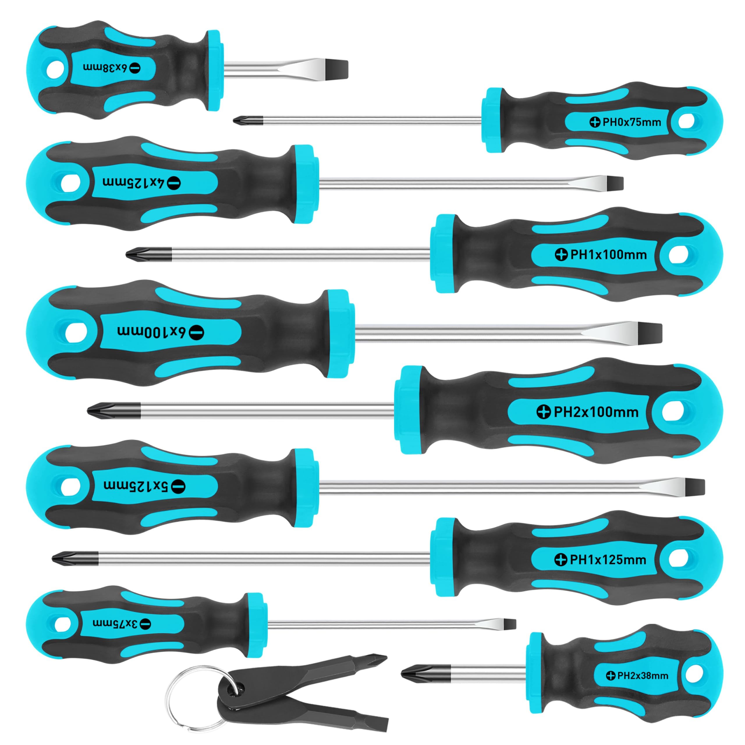 Amartisan 10-Piece Magnetic Screwdrivers Set, 5 Phillips and 5 Slotted Tips Professional Cushion Grip Screwdriver Set 2pcs Portable Multifunction Key Mini Screwdriver (Yellow)