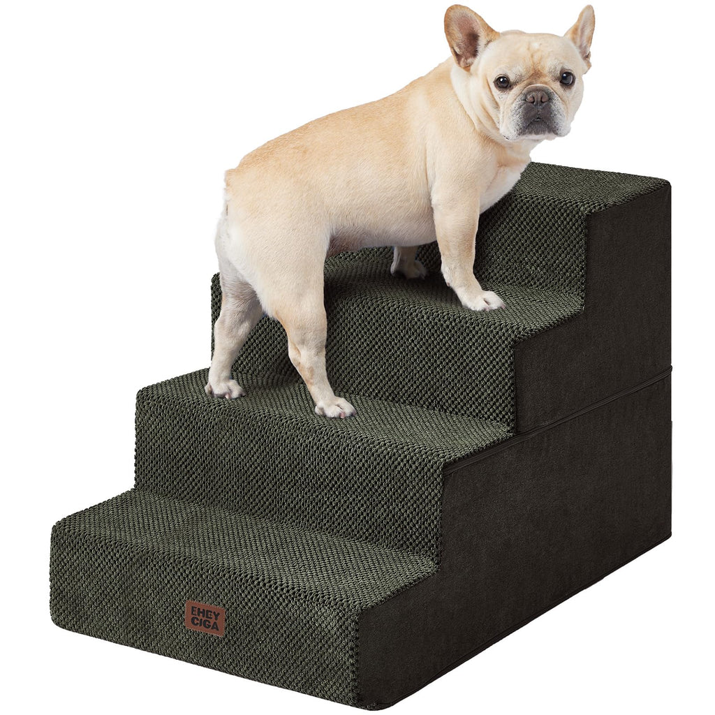 EHEYCIGA Dog Stairs for Bed 18" H, 4-Step Dog Steps for High Bed, Grey