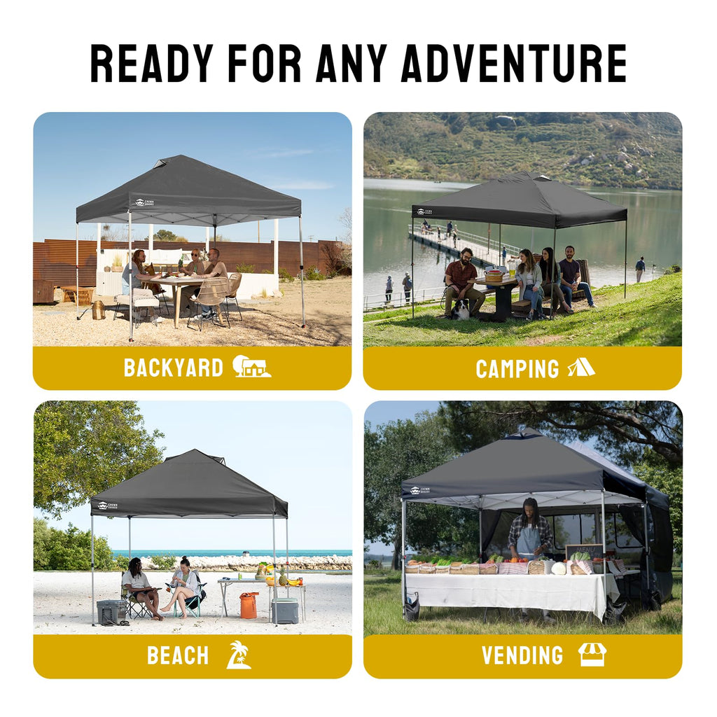 CROWN SHADES 8x8 Pop Up Canopy Tent with One Push Setup, Grid White