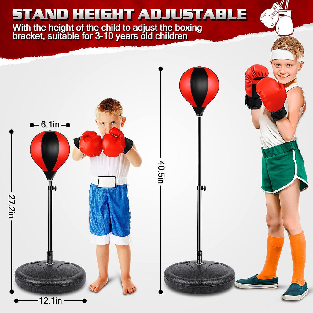 Punching Bag Set Toy with Boxing Gloves, Ideal Birthday for Kids Ages 3-8+