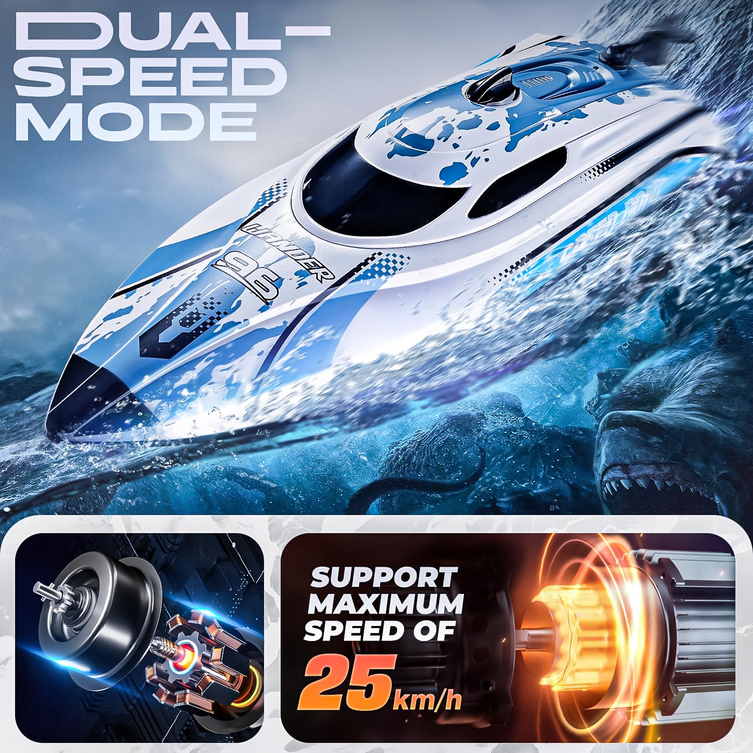 BEZGAR RC Boat TX126-12 Inch Remote Control Boat for Lakes and Pools