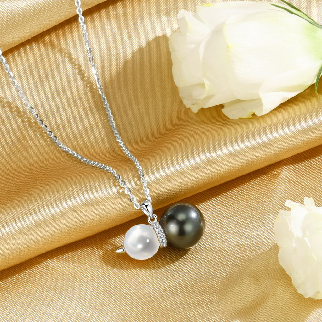 NONNYL Mothers Day Gifts For Wife Women Wedding Anniversary - Real Tahitian-Pearl-Necklace, Birthday Valentines Gifts For Wife Her Mom Christmas - Companion Necklace For Women Luxury Fine Jewelry