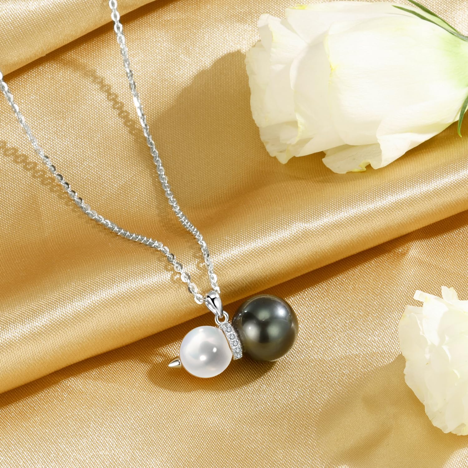 NONNYL Mothers Day Gifts For Wife Women Wedding Anniversary - Real Tahitian-Pearl-Necklace, Birthday Valentines Gifts For Wife Her Mom Christmas - Companion Necklace For Women Luxury Fine Jewelry