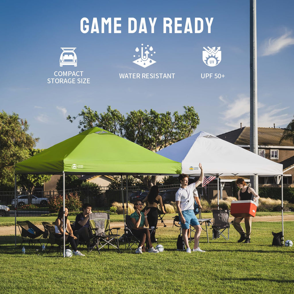 CROWN SHADES 8x8 Pop Up Canopy Tent with One Push Setup, Grid White
