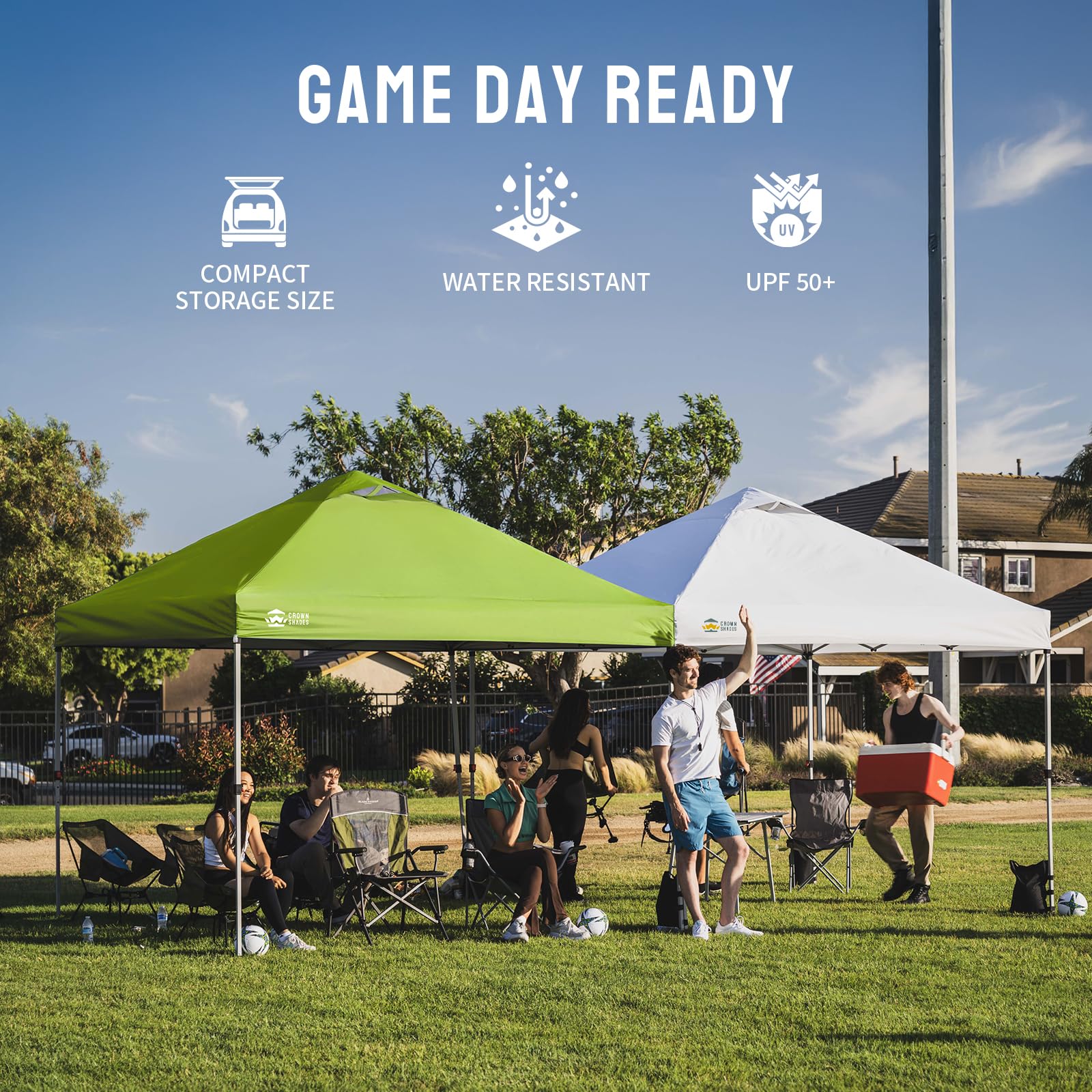 CROWN SHADES 8x8 Pop Up Canopy Tent with One Push Setup, Grid White