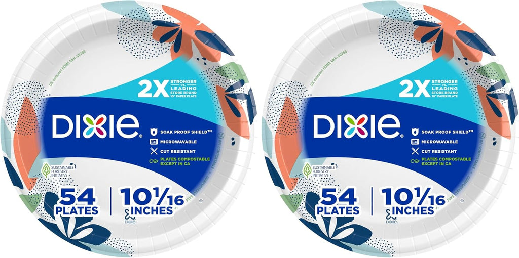 Dixie Medium Paper Plates, 8.5 Inch, 90 Count, 2X Stronger*, Microwave-Safe, Soak-Proof, Cut Resistant, Disposable Plates For Everyday Breakfast, Lunch, & Dinner Meals