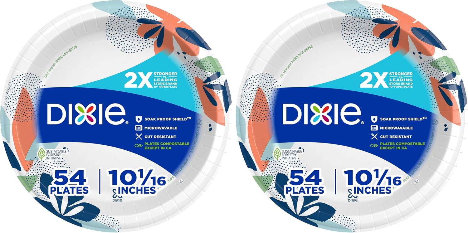 Dixie Medium Paper Plates, 8.5 Inch, 90 Count, 2X Stronger*, Microwave-Safe, Soak-Proof, Cut Resistant, Disposable Plates For Everyday Breakfast, Lunch, & Dinner Meals